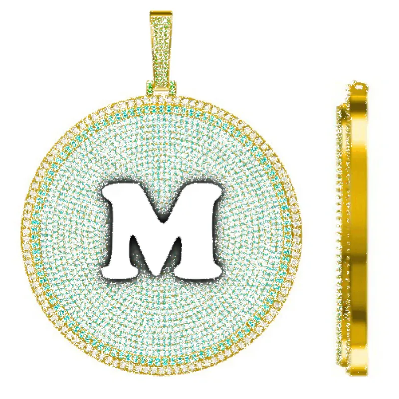 CUSTOM LETTER NECKLACE 3D BIG DISC sold by The GUU Shop