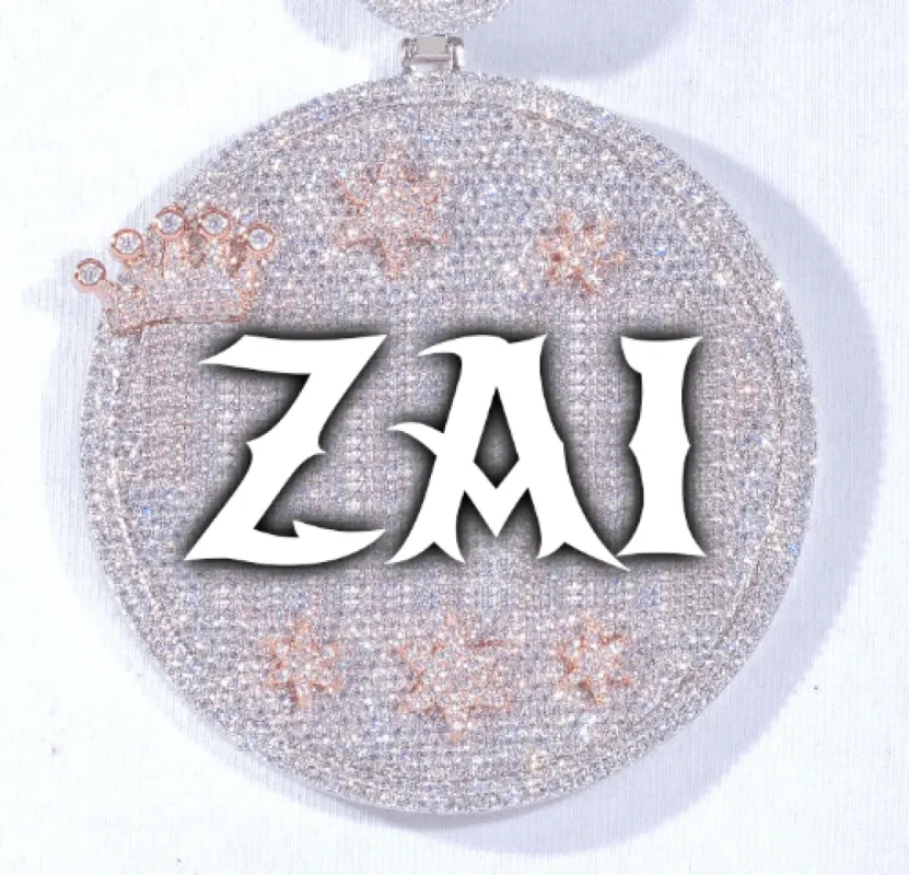 CUSTOM LETTER NECKLACE 3D BIG CROWN DISC sold by The GUU Shop