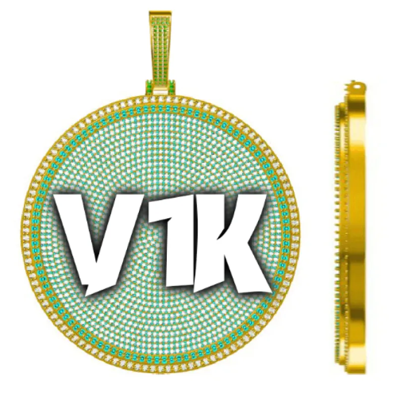 CUSTOM LETTER NECKLACE 3D BIG DISC sold by The GUU Shop