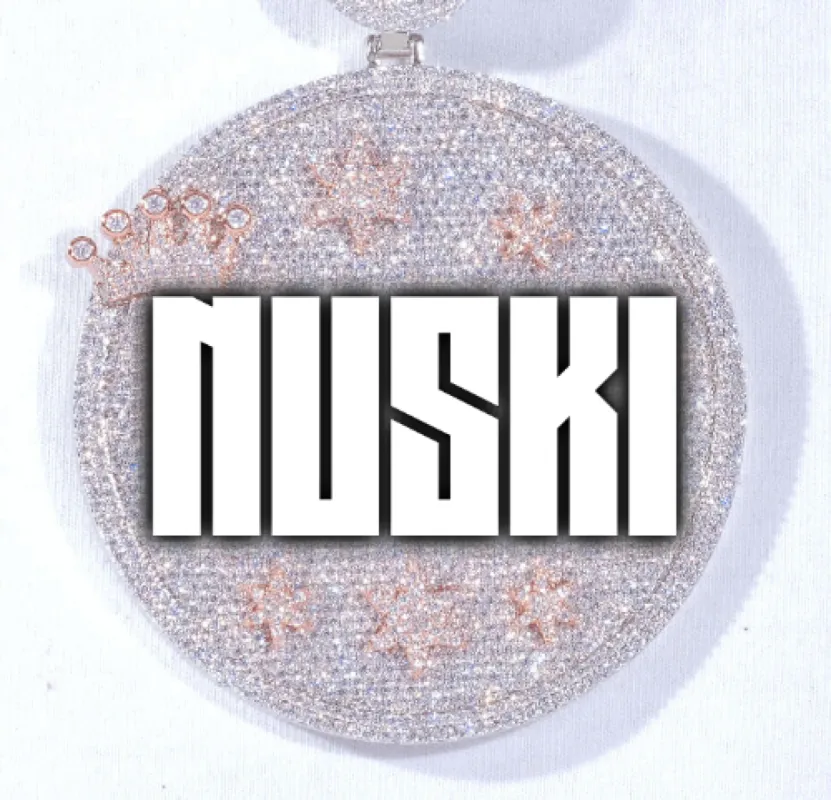 CUSTOM LETTER NECKLACE 3D BIG CROWN DISC sold by The GUU Shop