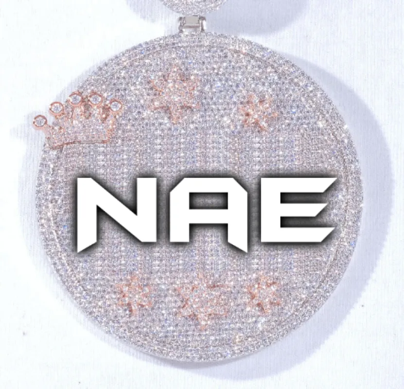 CUSTOM LETTER NECKLACE 3D BIG CROWN DISC sold by The GUU Shop