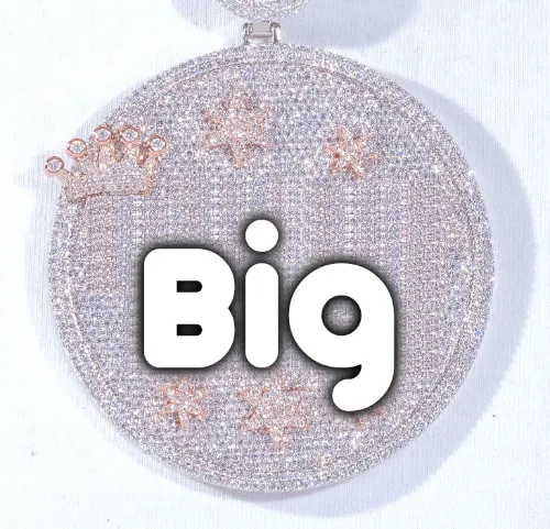 CUSTOM LETTER NECKLACE 3D BIG CROWN DISC sold by The GUU Shop