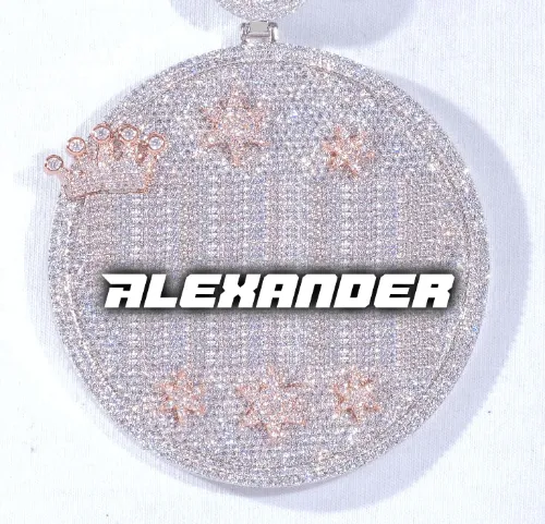 CUSTOM LETTER NECKLACE 3D BIG CROWN DISC sold by The GUU Shop