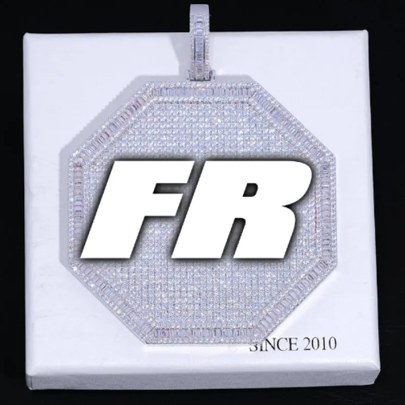 CUSTOM LETTER NECKLACE 3D BIG OCTAGON sold by The GUU Shop