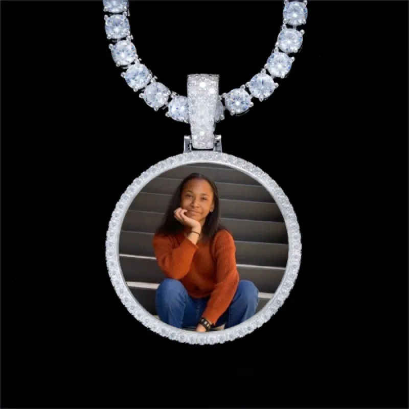 925S & VVS Moissanite 3D Circle Custom Picture Pendant sold by The GUU Shop