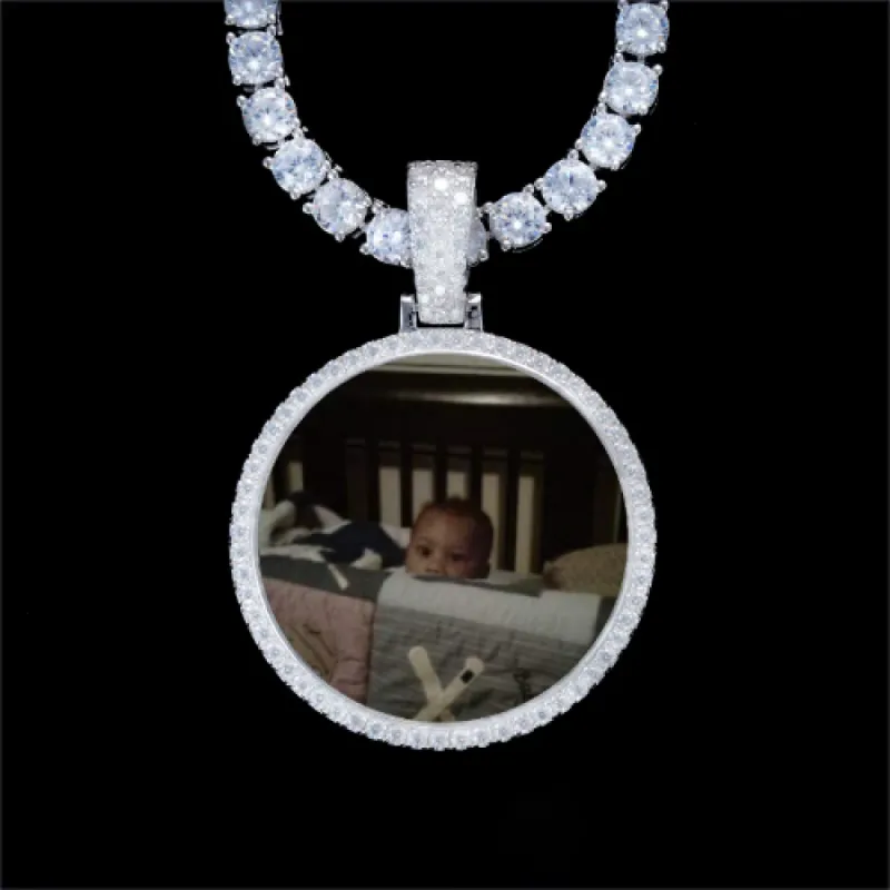 925S & VVS Moissanite 3D Circle Custom Picture Pendant sold by The GUU Shop