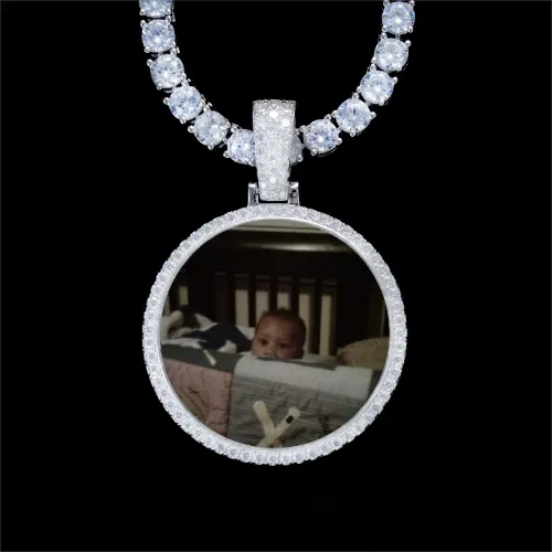 925S & VVS Moissanite 3D Circle Custom Picture Pendant sold by The GUU Shop