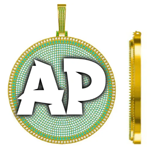 CUSTOM LETTER NECKLACE 3D BIG DISC sold by The GUU Shop