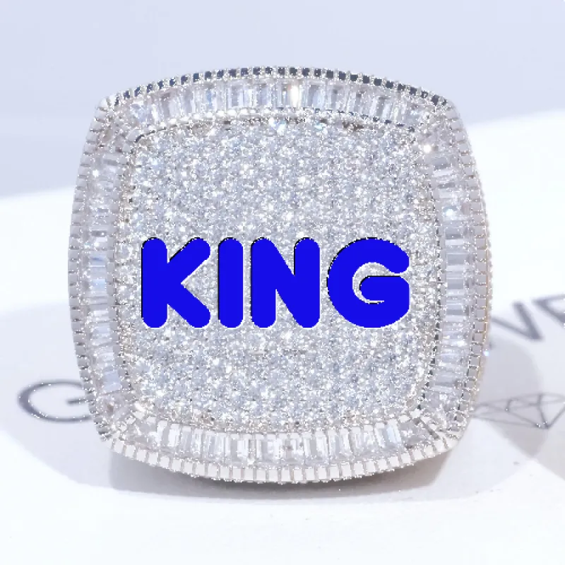 CUSTOM LETTER 3D ICED RING sold by The GUU Shop