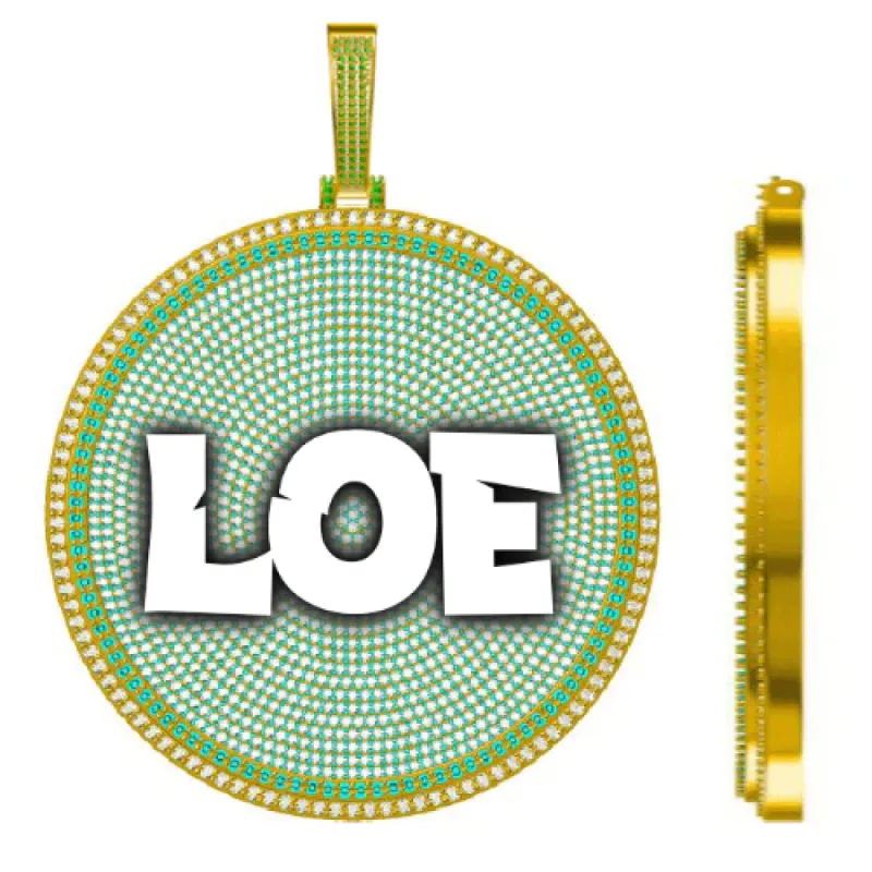 CUSTOM LETTER NECKLACE 3D BIG DISC sold by The GUU Shop