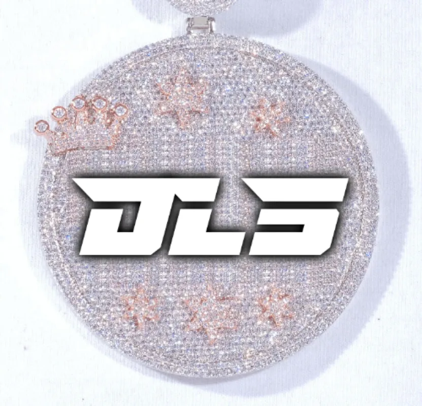 CUSTOM LETTER NECKLACE 3D BIG CROWN DISC sold by The GUU Shop