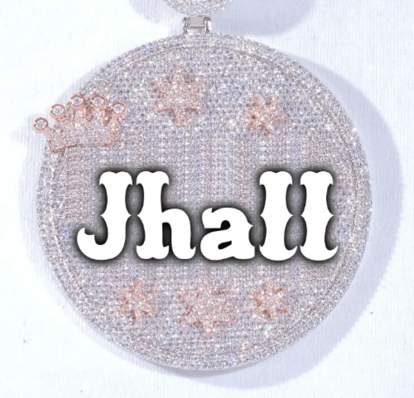 CUSTOM LETTER NECKLACE 3D BIG CROWN DISC sold by The GUU Shop