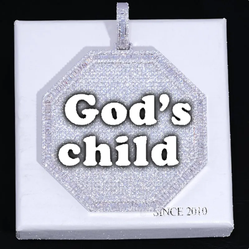 CUSTOM LETTER NECKLACE 3D BIG OCTAGON sold by The GUU Shop