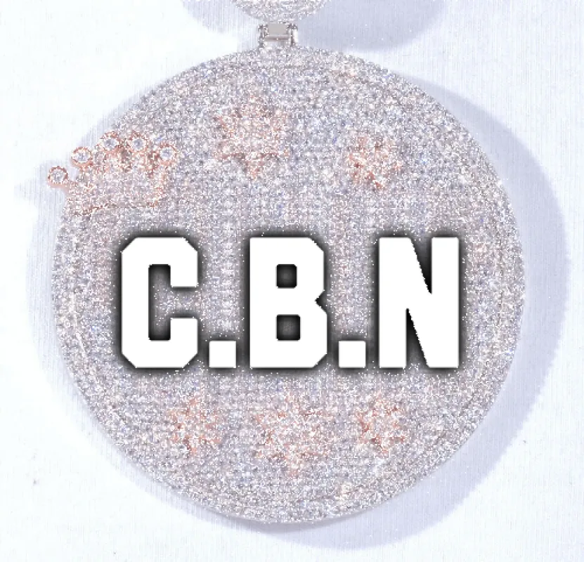 CUSTOM LETTER NECKLACE 3D BIG CROWN DISC sold by The GUU Shop