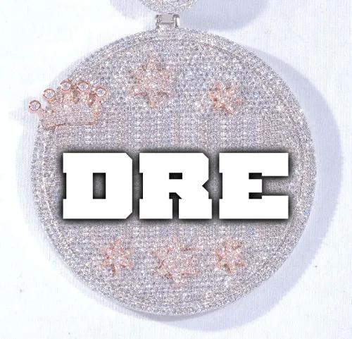 CUSTOM LETTER NECKLACE 3D BIG CROWN DISC sold by The GUU Shop