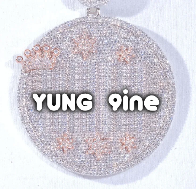 CUSTOM LETTER NECKLACE 3D BIG CROWN DISC sold by The GUU Shop