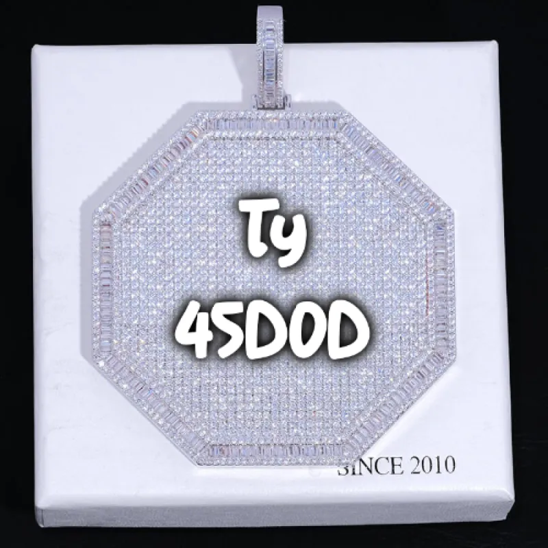 CUSTOM LETTER NECKLACE 3D BIG OCTAGON sold by The GUU Shop