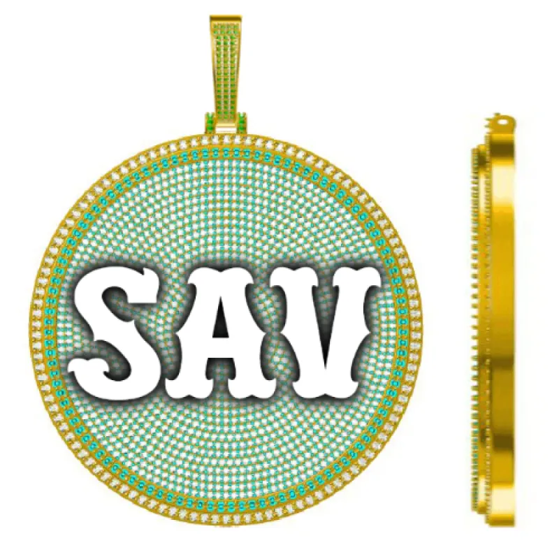 CUSTOM LETTER NECKLACE 3D BIG DISC sold by The GUU Shop