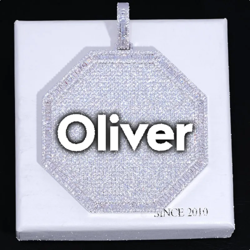 CUSTOM LETTER NECKLACE 3D BIG OCTAGON sold by The GUU Shop