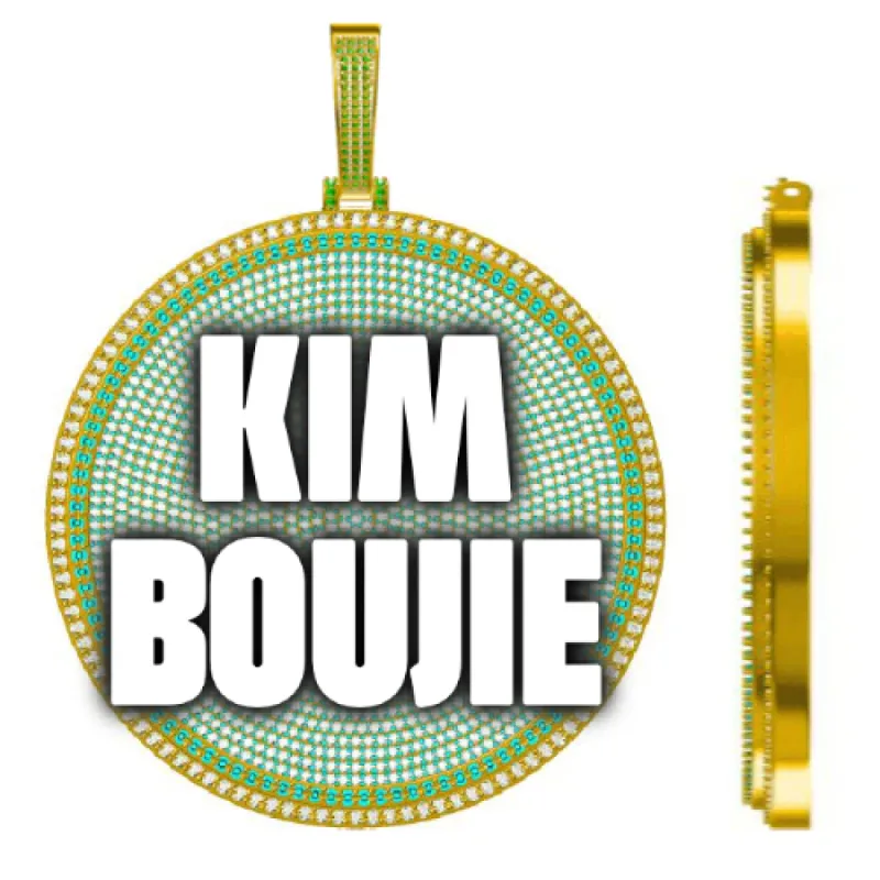 CUSTOM LETTER NECKLACE 3D BIG DISC sold by The GUU Shop