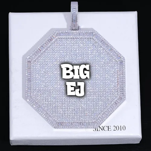 CUSTOM LETTER NECKLACE 3D BIG OCTAGON sold by The GUU Shop