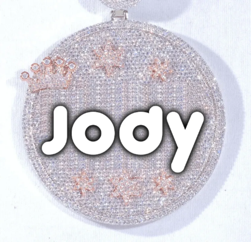 CUSTOM LETTER NECKLACE 3D BIG CROWN DISC sold by The GUU Shop