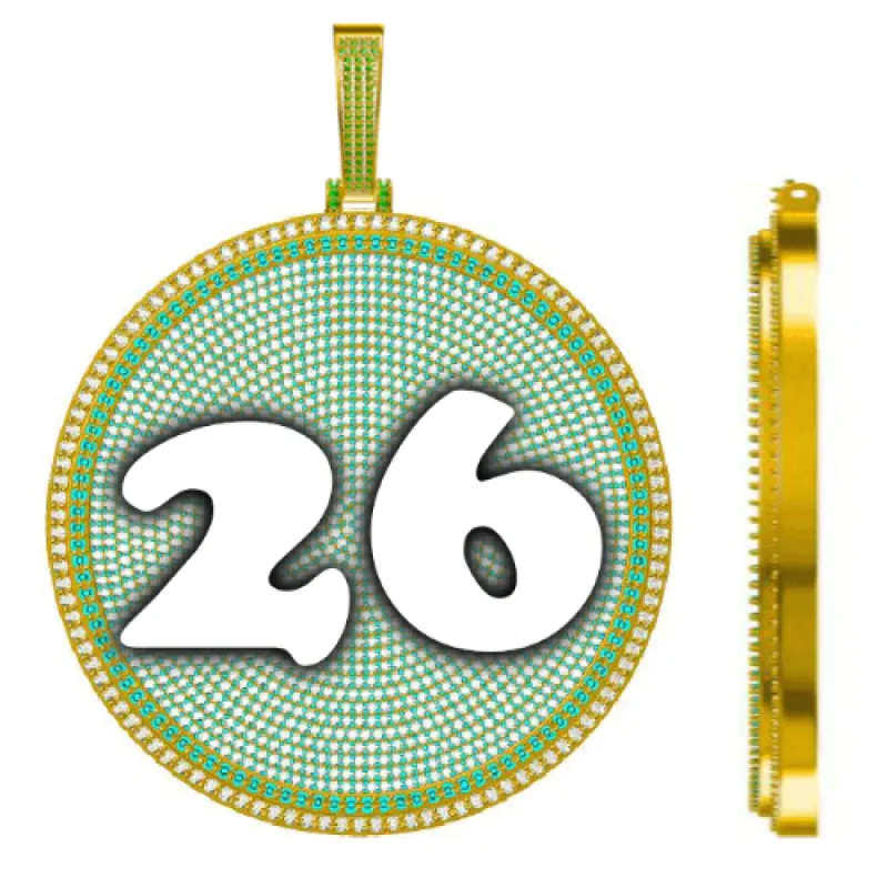 CUSTOM LETTER NECKLACE 3D BIG DISC sold by The GUU Shop