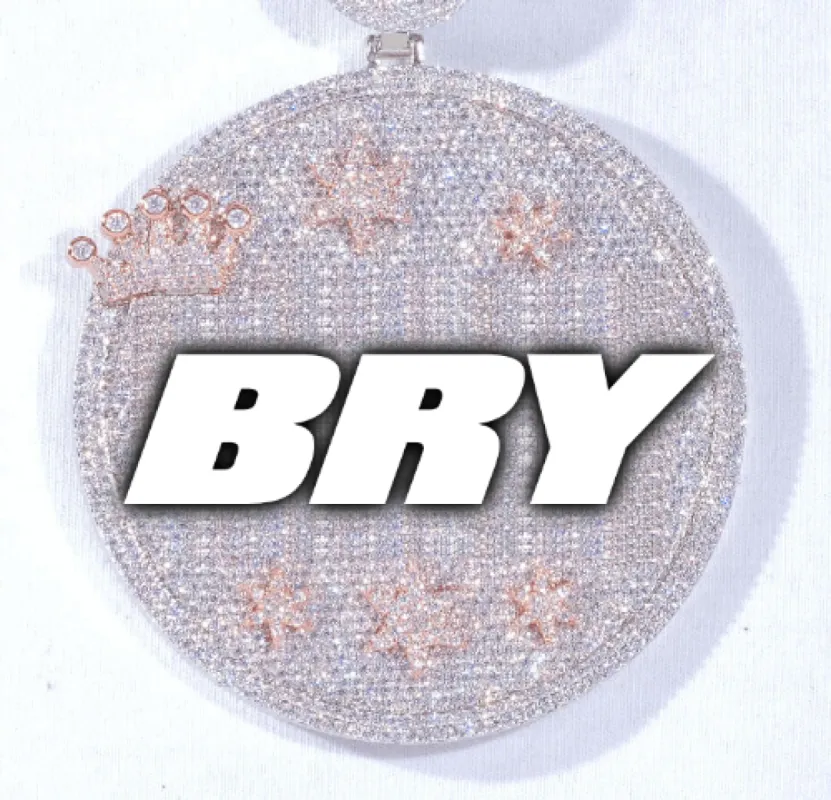 CUSTOM LETTER NECKLACE 3D BIG CROWN DISC sold by The GUU Shop