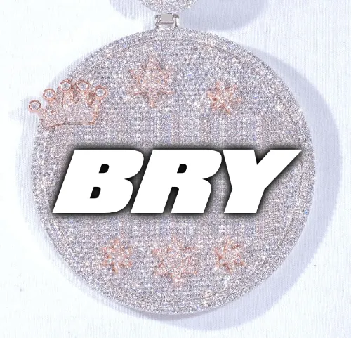 CUSTOM LETTER NECKLACE 3D BIG CROWN DISC sold by The GUU Shop