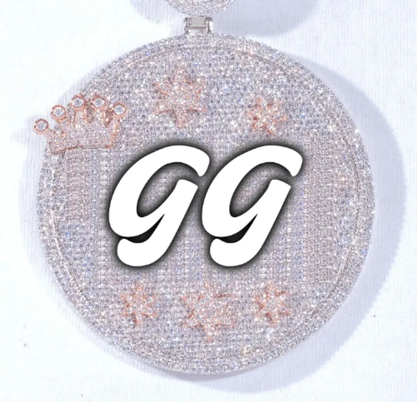 CUSTOM LETTER NECKLACE 3D BIG CROWN DISC sold by The GUU Shop