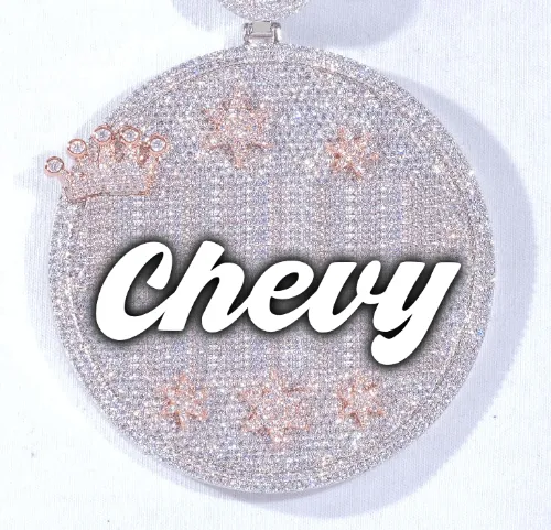 CUSTOM LETTER NECKLACE 3D BIG CROWN DISC sold by The GUU Shop