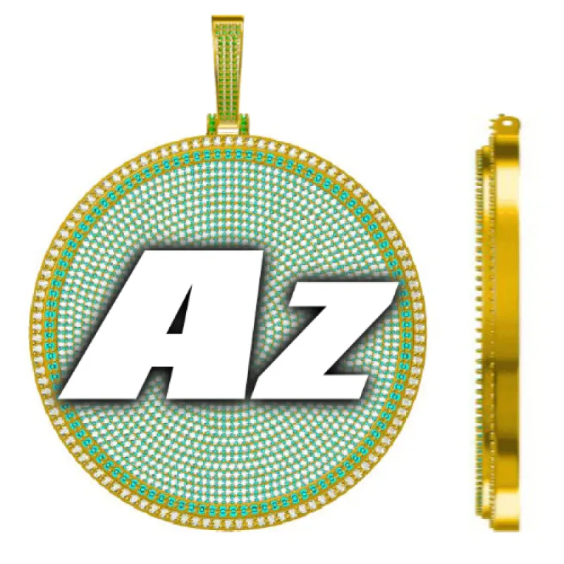 CUSTOM LETTER NECKLACE 3D BIG DISC sold by The GUU Shop