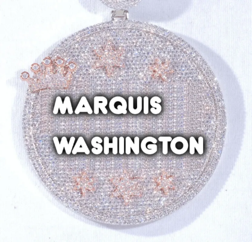 CUSTOM LETTER NECKLACE 3D BIG CROWN DISC sold by The GUU Shop