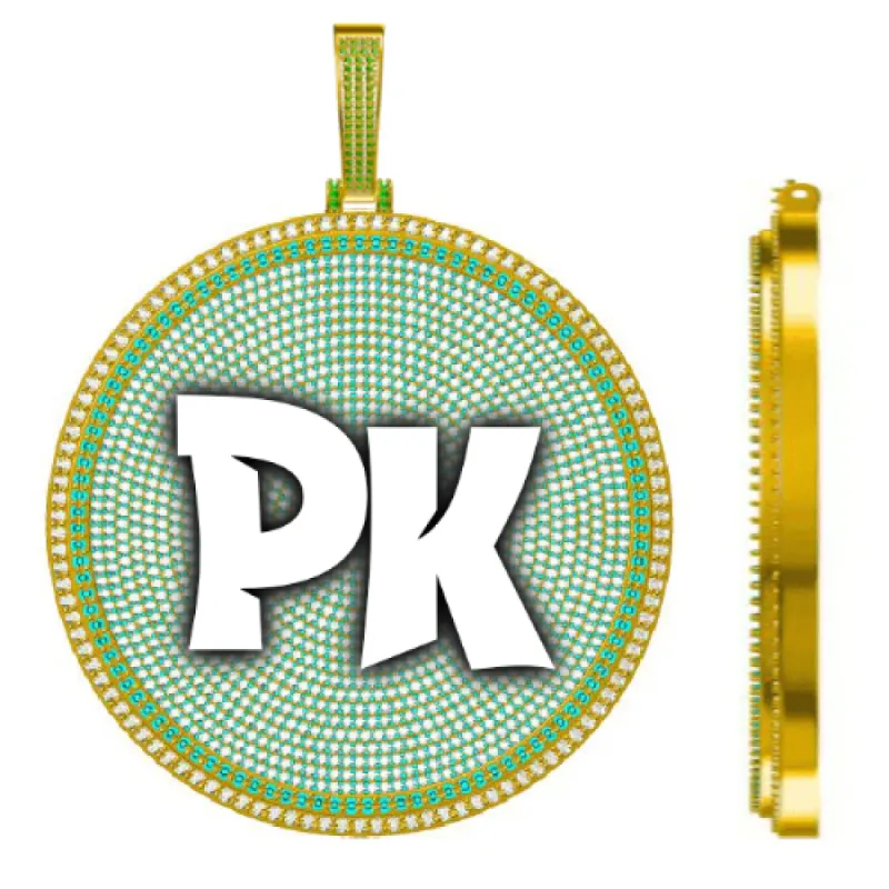 CUSTOM LETTER NECKLACE 3D BIG DISC sold by The GUU Shop