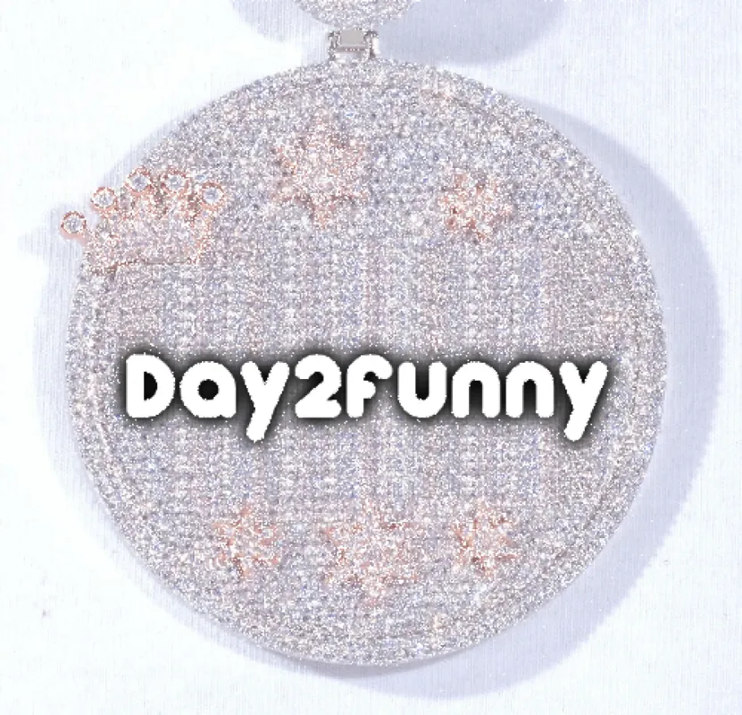 CUSTOM LETTER NECKLACE 3D BIG CROWN DISC sold by The GUU Shop