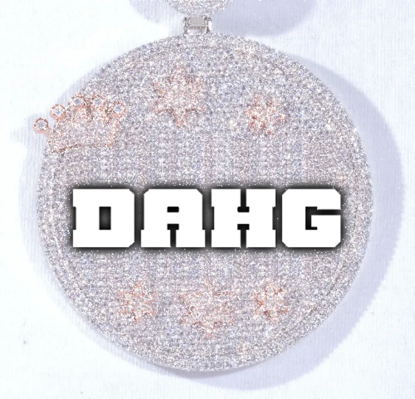 CUSTOM LETTER NECKLACE 3D BIG CROWN DISC sold by The GUU Shop