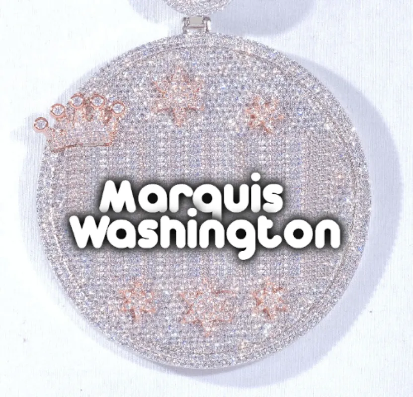 CUSTOM LETTER NECKLACE 3D BIG CROWN DISC sold by The GUU Shop