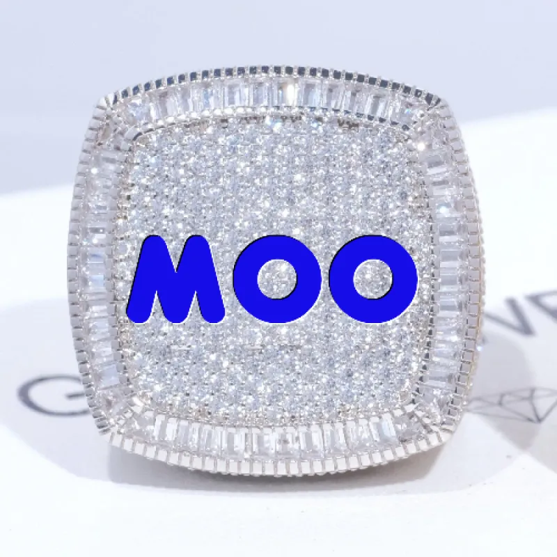 CUSTOM LETTER 3D ICED RING sold by The GUU Shop