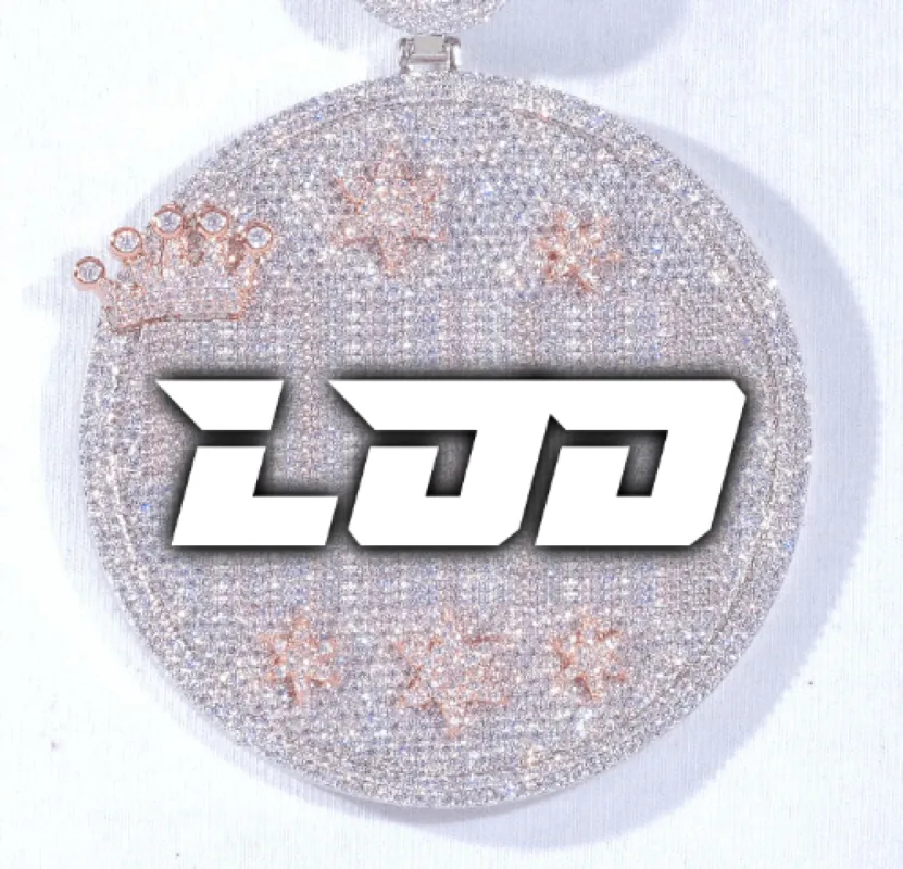 CUSTOM LETTER NECKLACE 3D BIG CROWN DISC sold by The GUU Shop