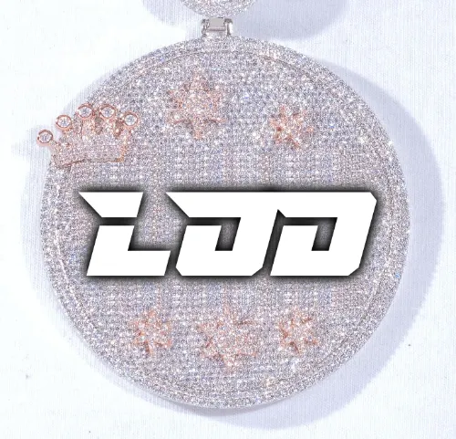 CUSTOM LETTER NECKLACE 3D BIG CROWN DISC sold by The GUU Shop