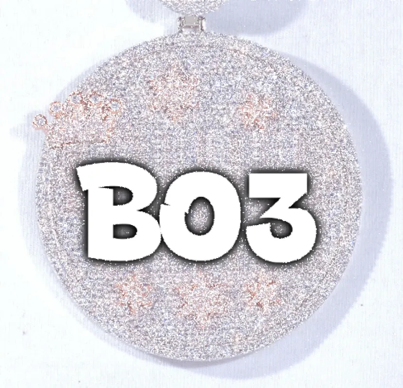 CUSTOM LETTER NECKLACE 3D BIG CROWN DISC sold by The GUU Shop