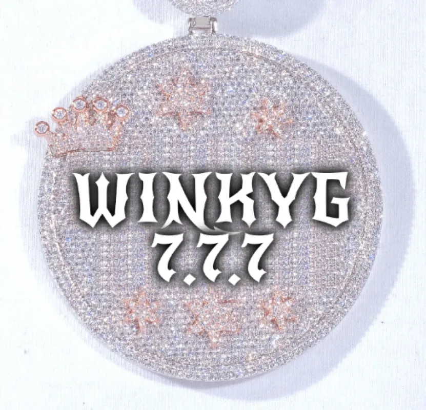 CUSTOM LETTER NECKLACE 3D BIG CROWN DISC sold by The GUU Shop