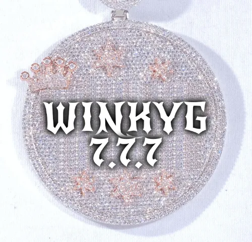 CUSTOM LETTER NECKLACE 3D BIG CROWN DISC sold by The GUU Shop