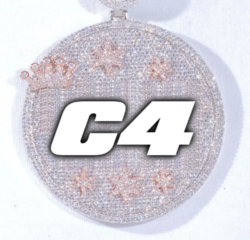 CUSTOM LETTER NECKLACE 3D BIG CROWN DISC sold by The GUU Shop