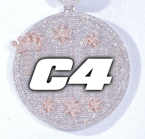 CUSTOM LETTER NECKLACE 3D BIG CROWN DISC sold by The GUU Shop