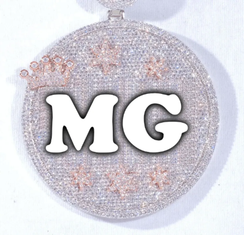 CUSTOM LETTER NECKLACE 3D BIG CROWN DISC sold by The GUU Shop