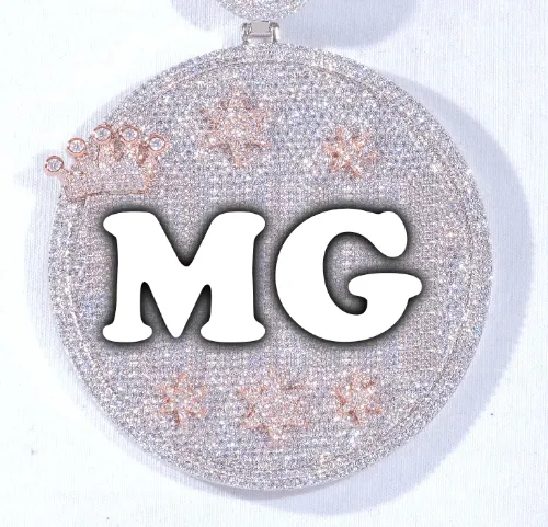 CUSTOM LETTER NECKLACE 3D BIG CROWN DISC sold by The GUU Shop