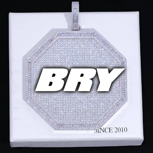 CUSTOM LETTER NECKLACE 3D BIG OCTAGON sold by The GUU Shop