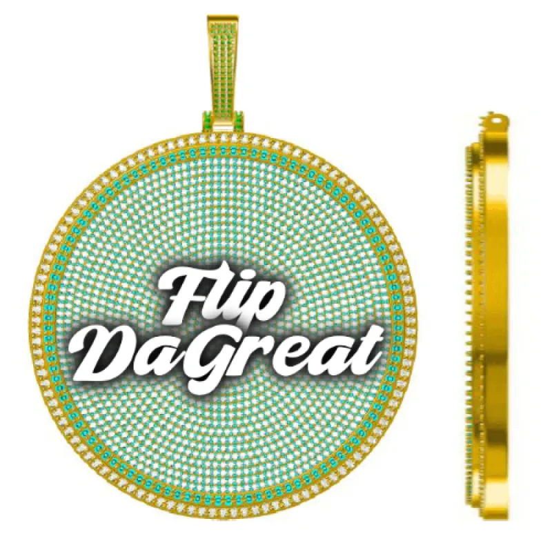 CUSTOM LETTER NECKLACE 3D BIG DISC sold by The GUU Shop