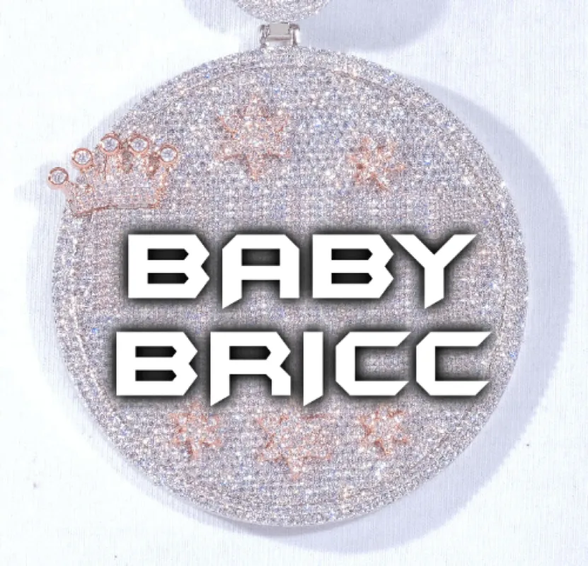 CUSTOM LETTER NECKLACE 3D BIG CROWN DISC sold by The GUU Shop